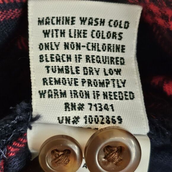 L.L. Bean Wicked Good Plaid Shirt Womens Size L Petite Button Up Top Red Navy - Picture 8 of 8